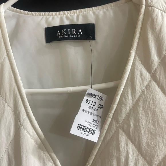 AKIRA BORB QUILTED VEST WITH FAUX FUR off white color - Picture 3 of 4